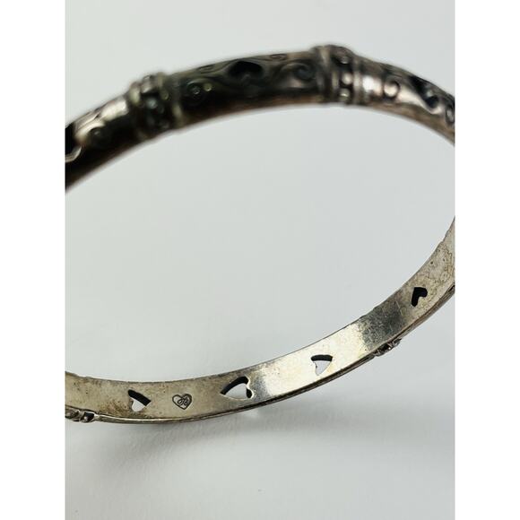 Set 2 Brighton Bangle Bracelets Retired Vintage Scroll Hearts Thick Chunky Silve - Picture 10 of 16